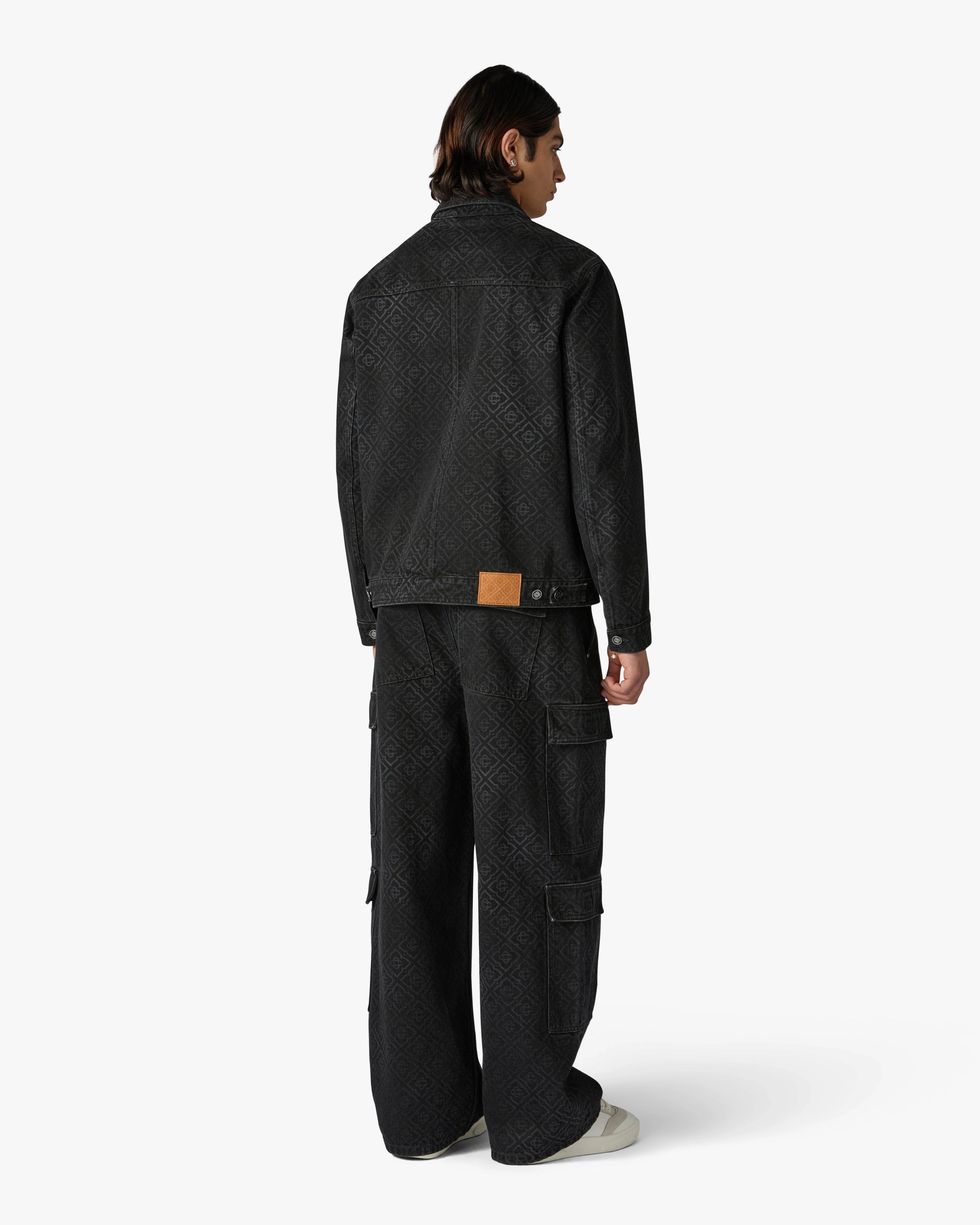 Black Monogram Cargo Denim Jeans