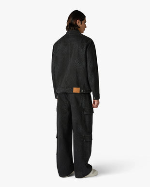 Black Monogram Cargo Denim Jeans