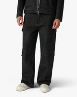 Black Monogram Cargo Denim Jeans