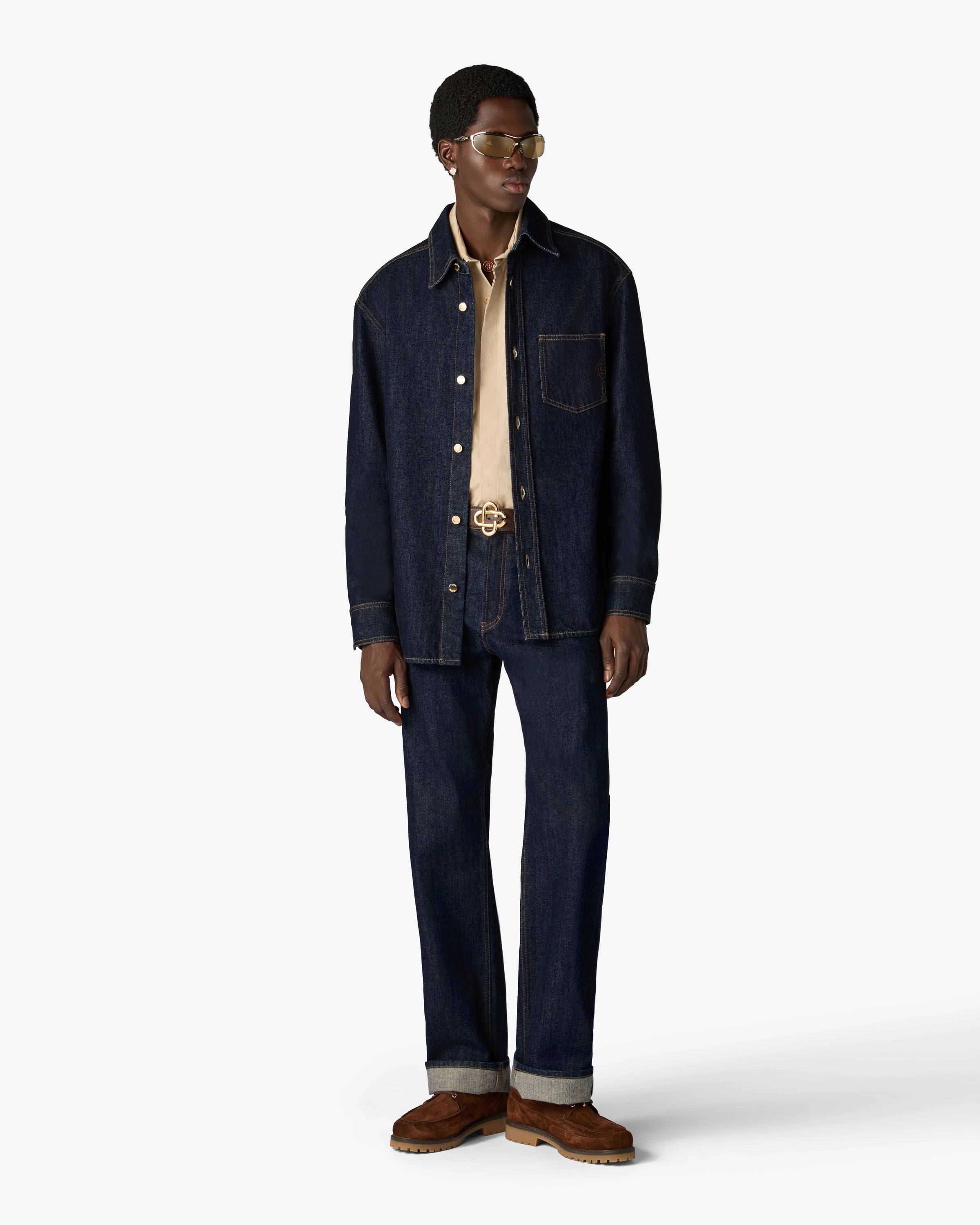 Indigo Raw Denim Long Sleeve Shirt