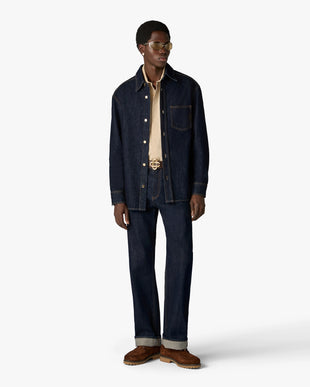 Indigo Raw Denim Long Sleeve Shirt