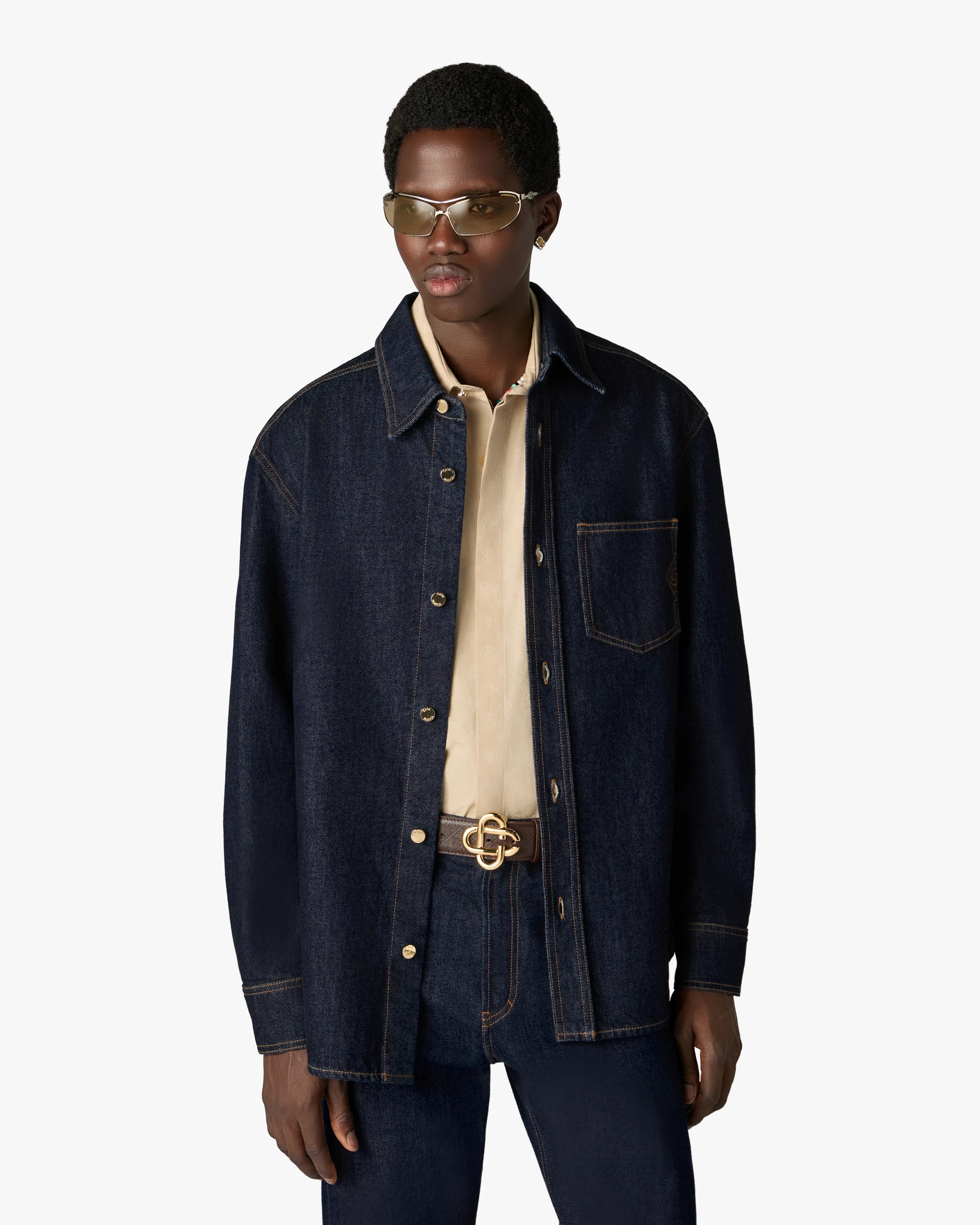 Indigo Raw Denim Long Sleeve Shirt