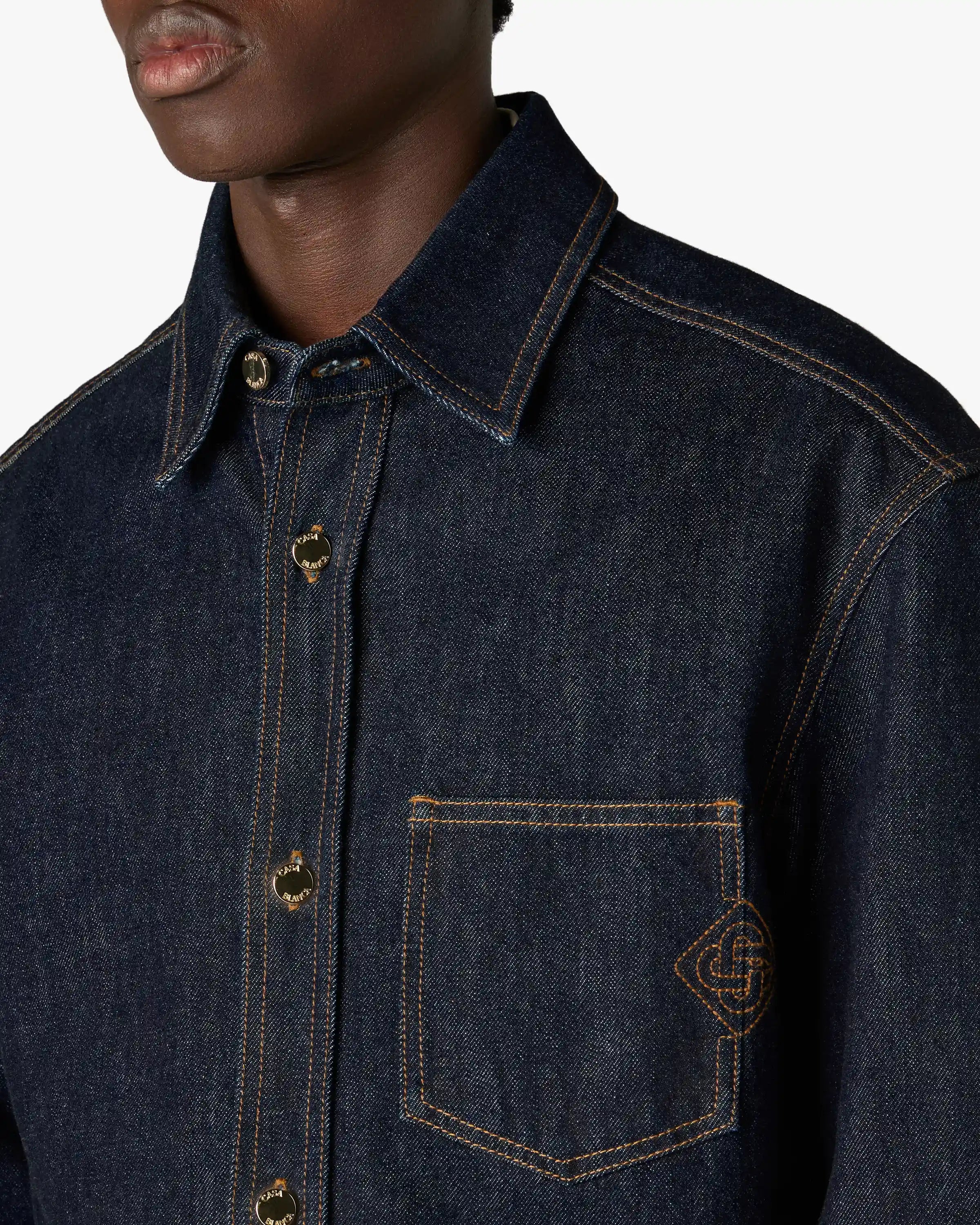 Indigo Raw Denim Long Sleeve Shirt