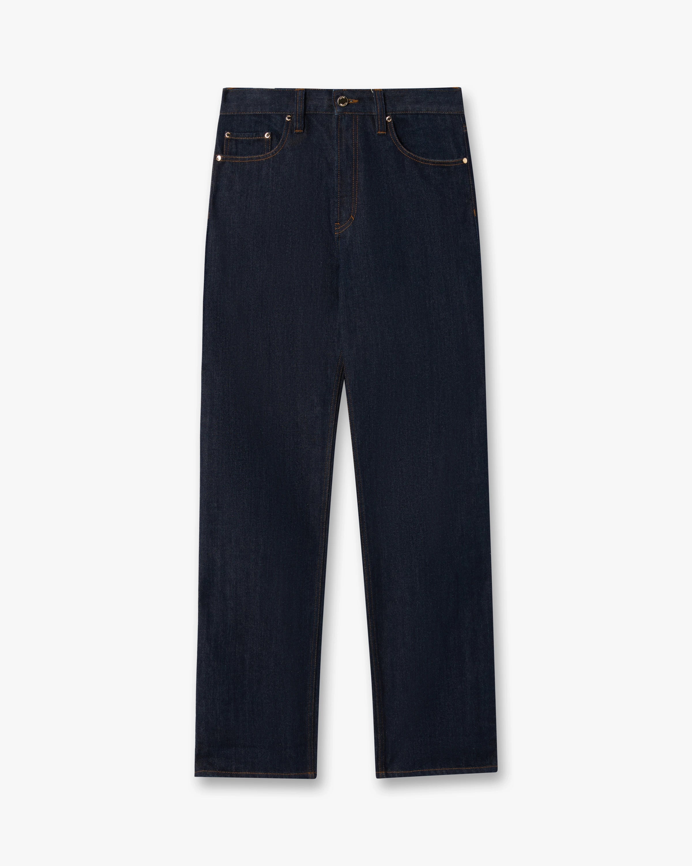 Indigo Raw Denim Straight Leg Jeans
