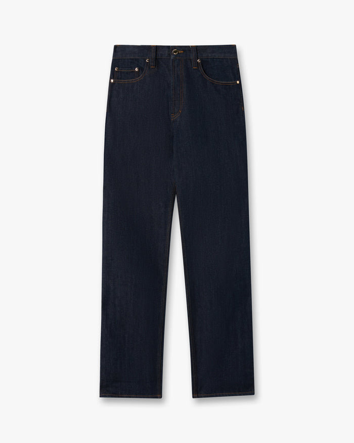 Indigo Raw Denim Straight Leg Jeans