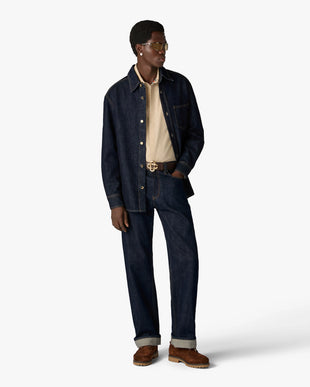 Indigo Raw Denim Straight Leg Jeans