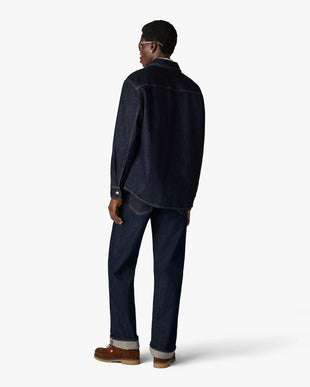 Indigo Raw Denim Straight Leg Jeans