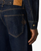 Indigo Raw Denim Straight Leg Jeans