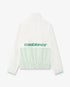 White & Green Floral Striped Sporty Windbreaker Jacket