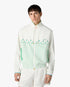 White & Green Floral Striped Sporty Windbreaker Jacket