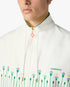 White & Green Floral Striped Sporty Windbreaker Jacket