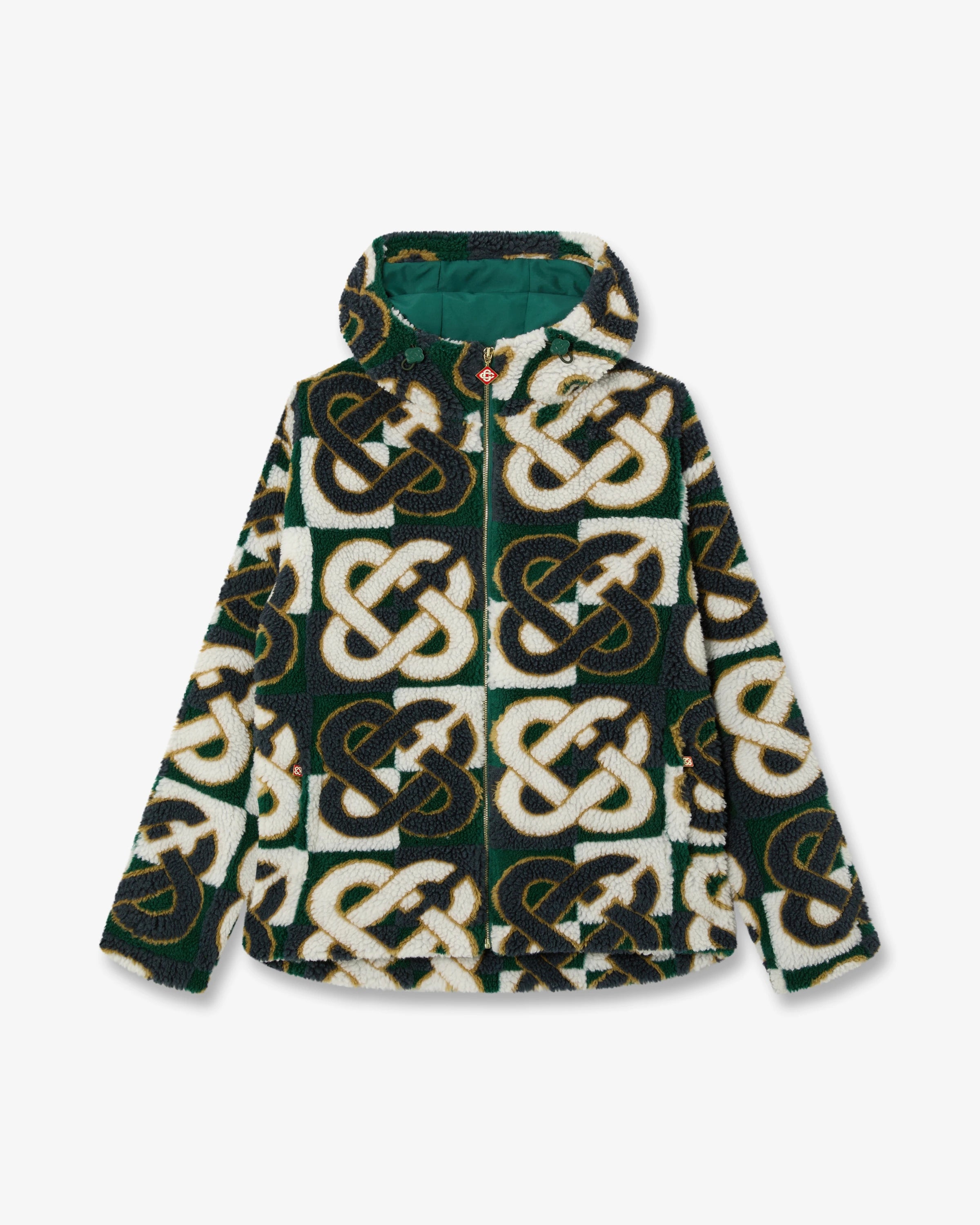 Green & Navy Check Monogram Fleece Jacket
