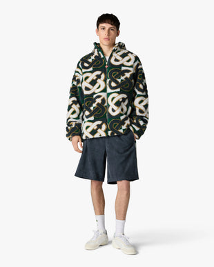 Green & Navy Check Monogram Fleece Jacket