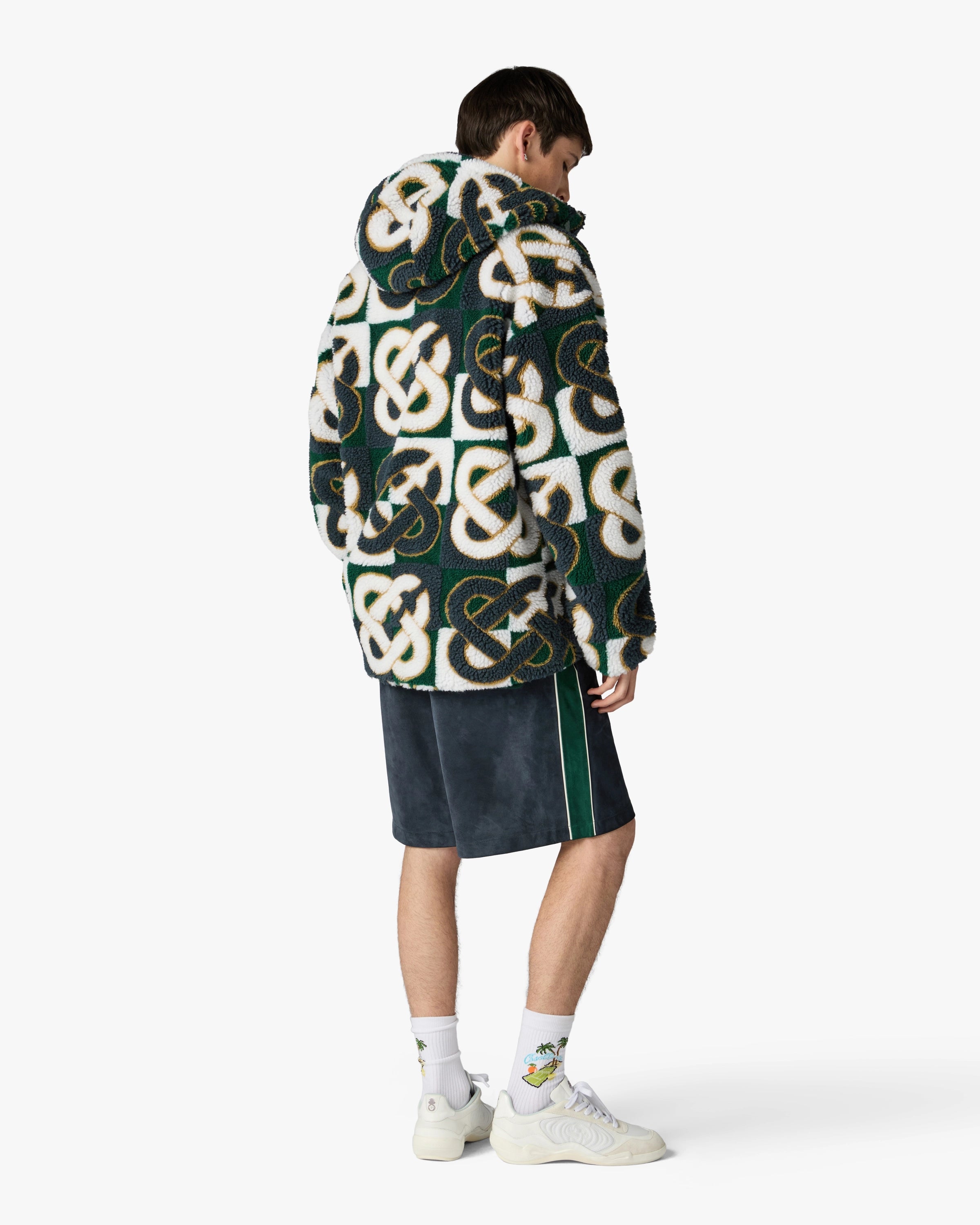 Green & Navy Check Monogram Fleece Jacket