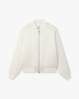 Off White Hotel Emblem Satin Bomber Jacket