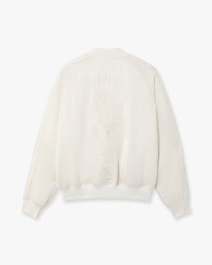 Off White Hotel Emblem Satin Bomber Jacket