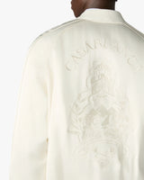 Off White Hotel Emblem Satin Bomber Jacket
