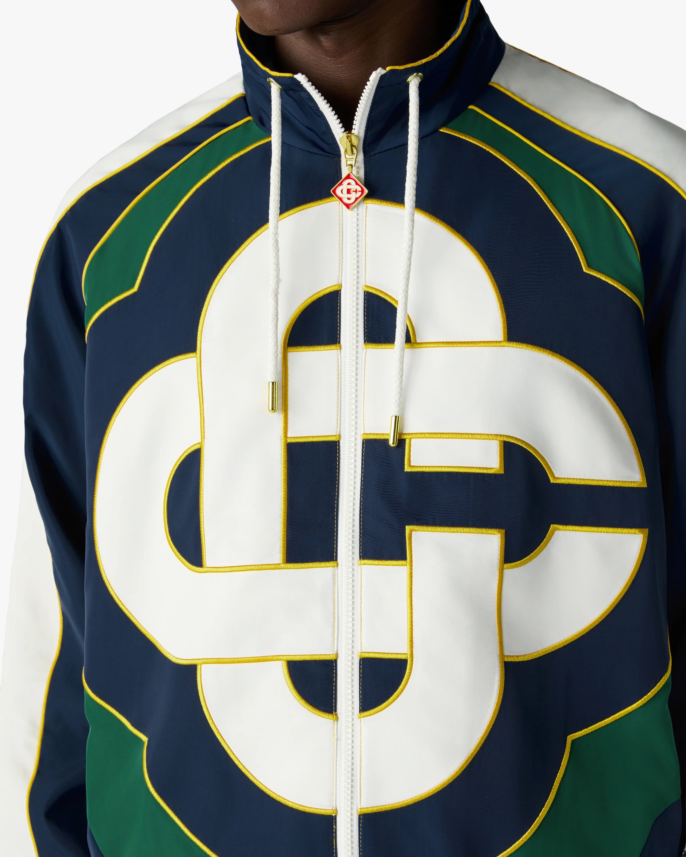 Green & Navy Check Applique Windbreaker Jacket