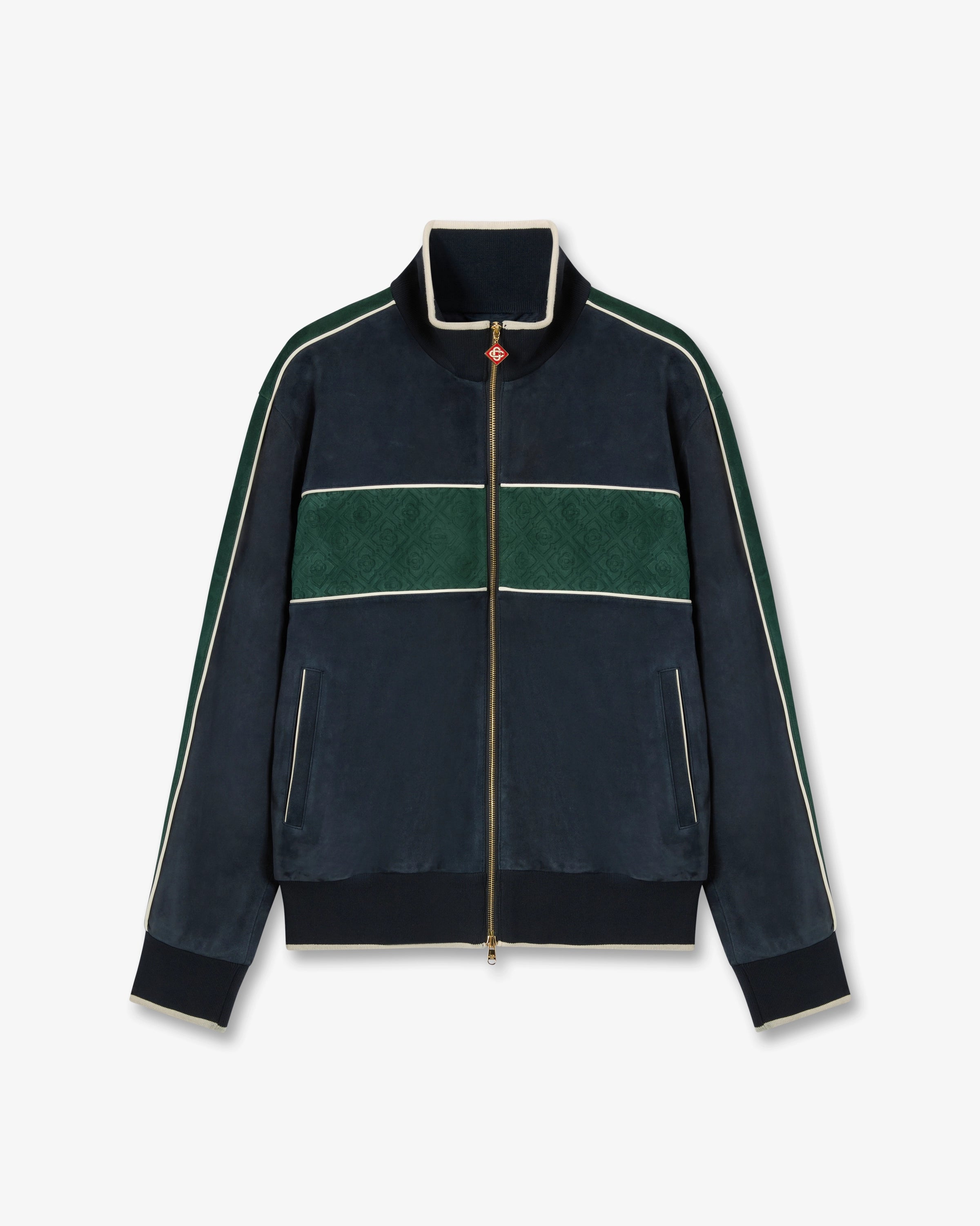 Navy & Green Suede Track Jacket