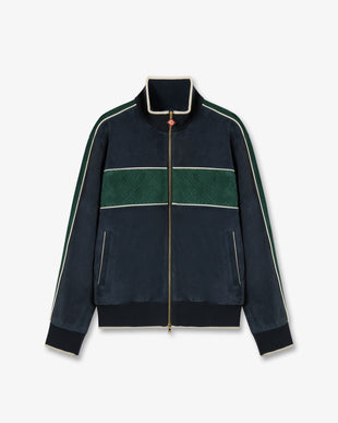 Navy & Green Suede Track Jacket