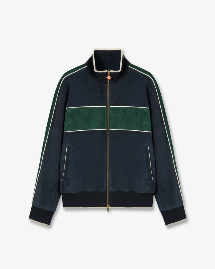 Navy & Green Suede Track Jacket