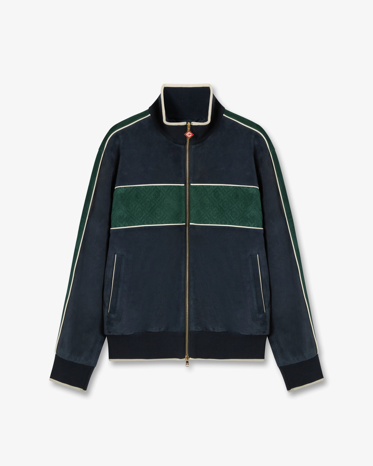 Navy & Green Suede Track Jacket | Casablanca Paris