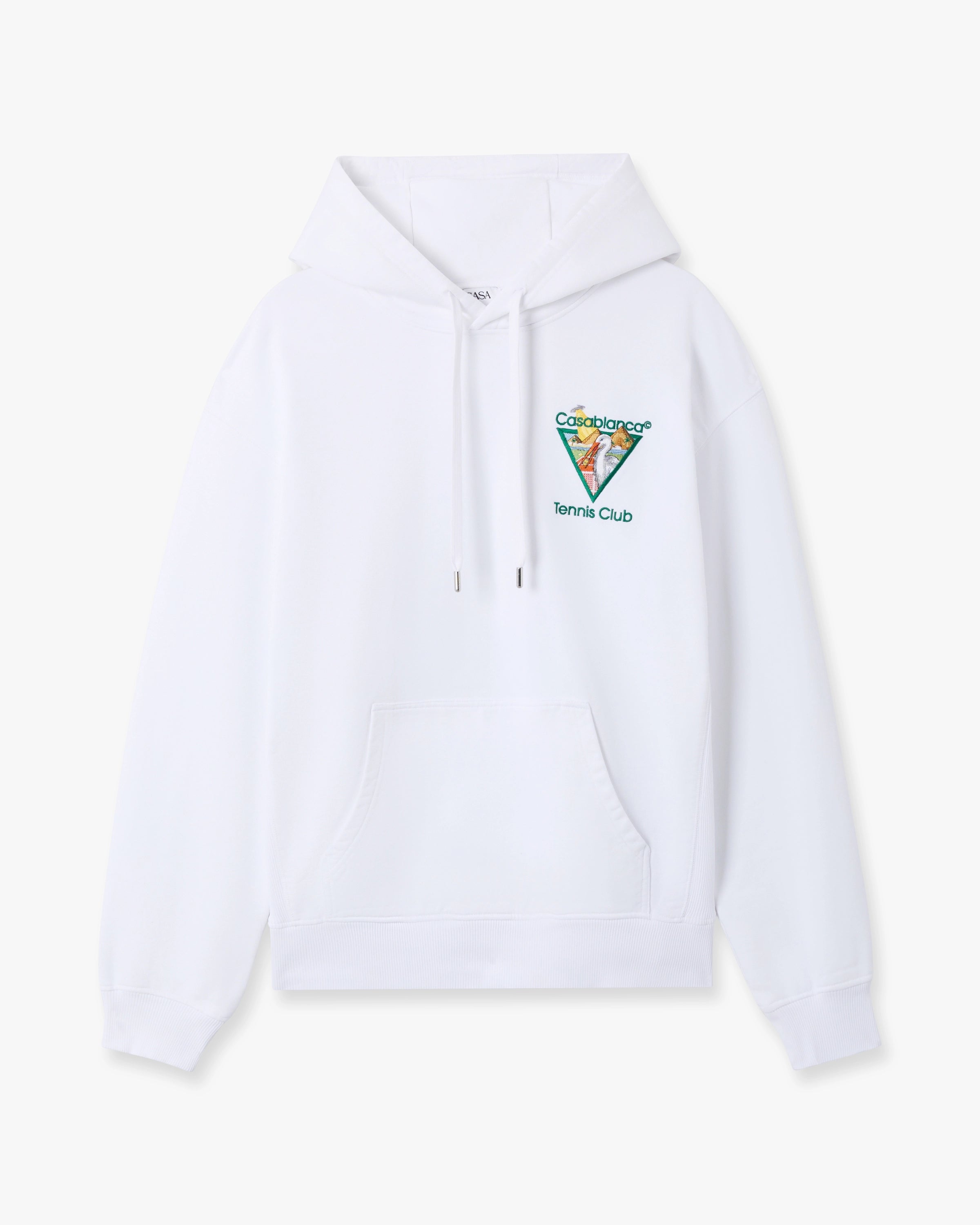 White Tennis Club Icon Pyramid Abduction Embroidered Hooded Sweatshirt
