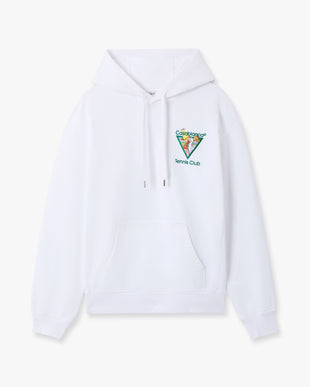 White Tennis Club Icon Pyramid Abduction Embroidered Hooded Sweatshirt