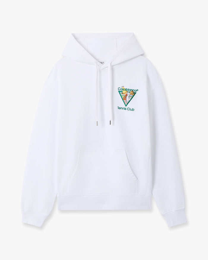 White Tennis Club Icon Pyramid Abduction Embroidered Hooded Sweatshirt
