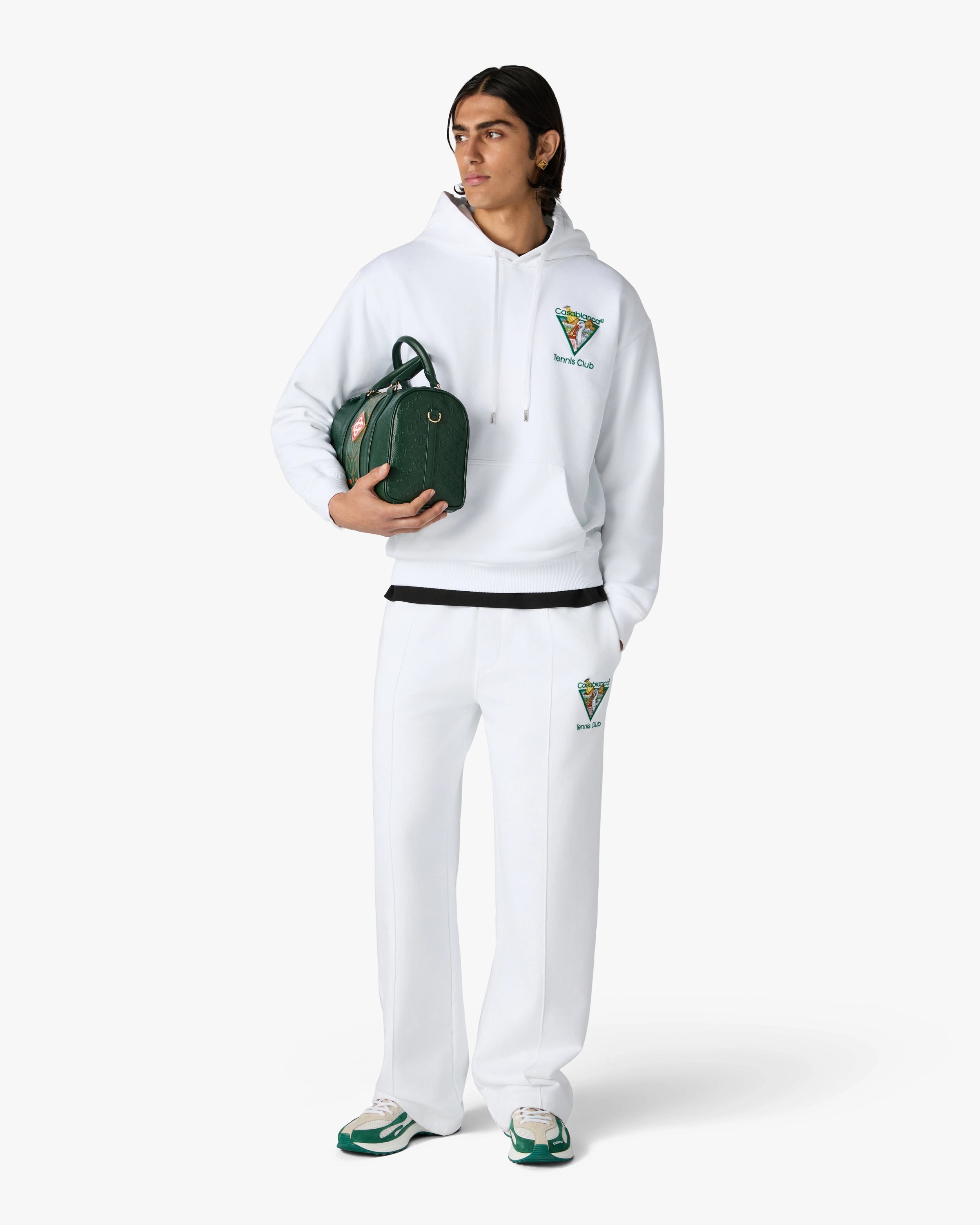 White Tennis Club Icon Pyramid Abduction Embroidered Hooded Sweatshirt