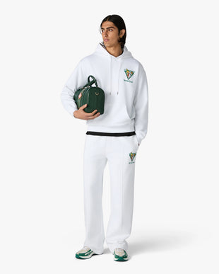 White Tennis Club Icon Pyramid Abduction Embroidered Hooded Sweatshirt