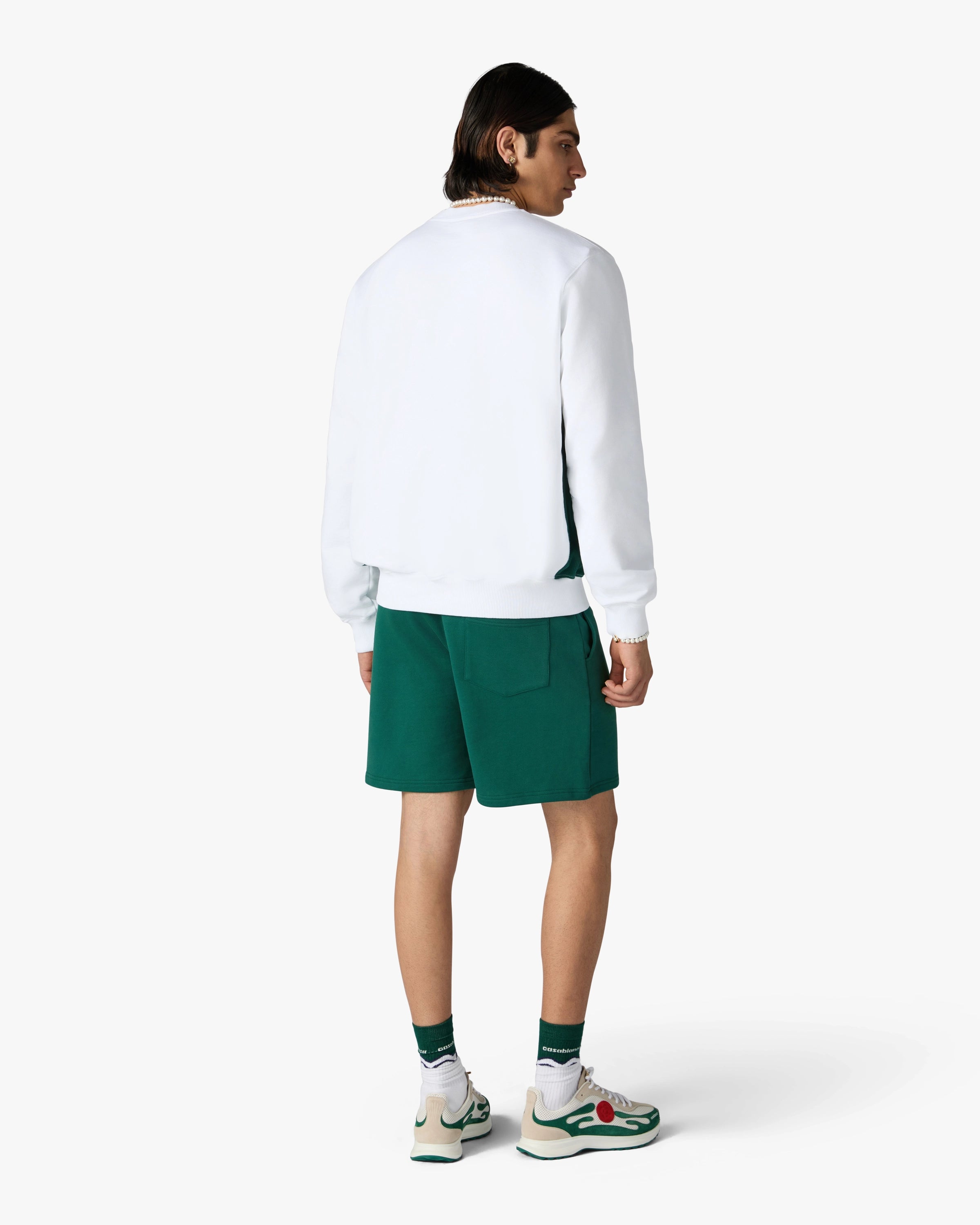 White Casablanca Diamond Logo Embroidered Sweatshirt