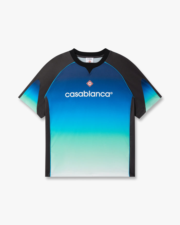 Blue & Green Gradient Short Sleeve Football Shirt