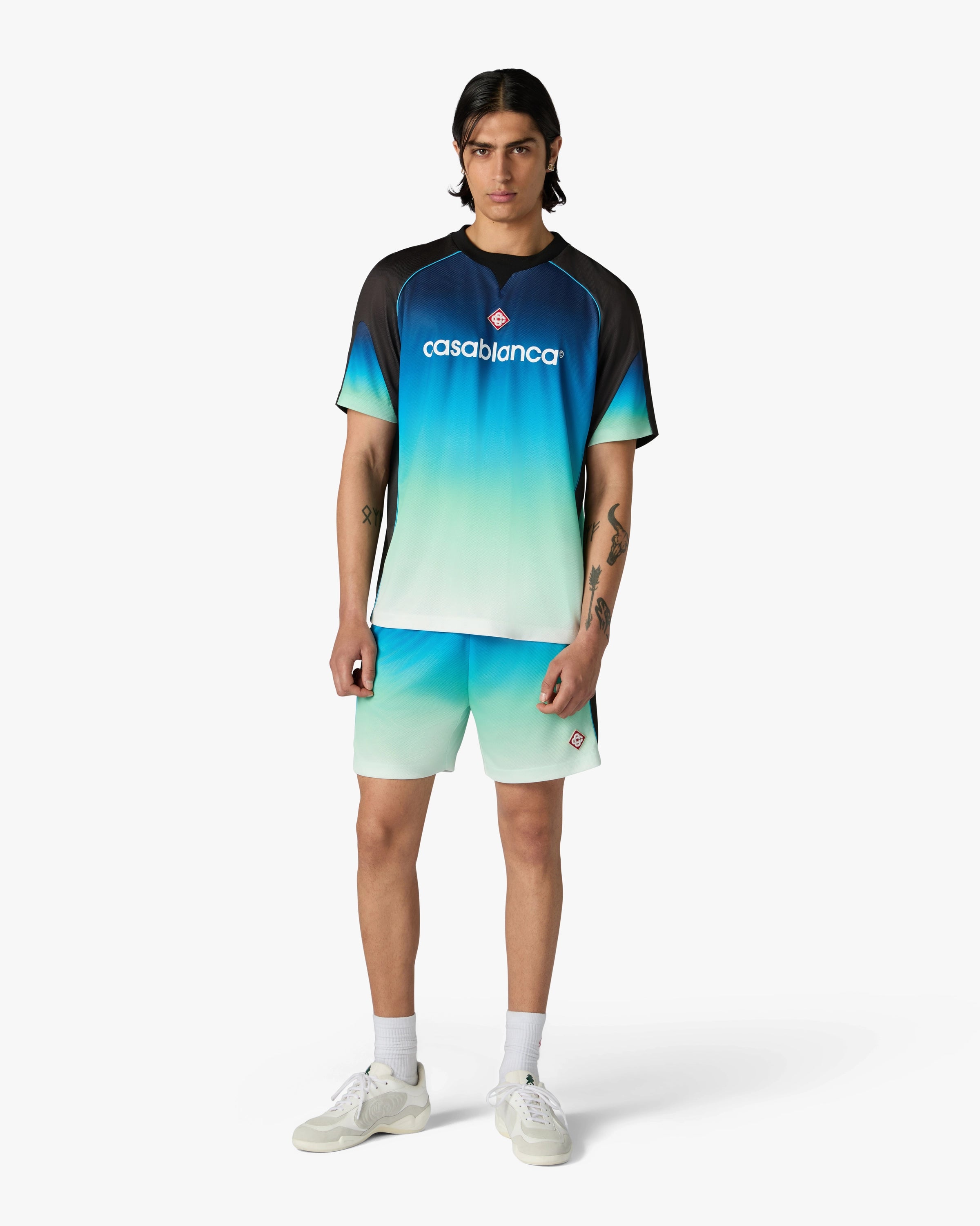 Blue & Green Gradient Short Sleeve Football Shirt