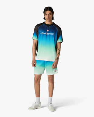 Blue & Green Gradient Short Sleeve Football Shirt