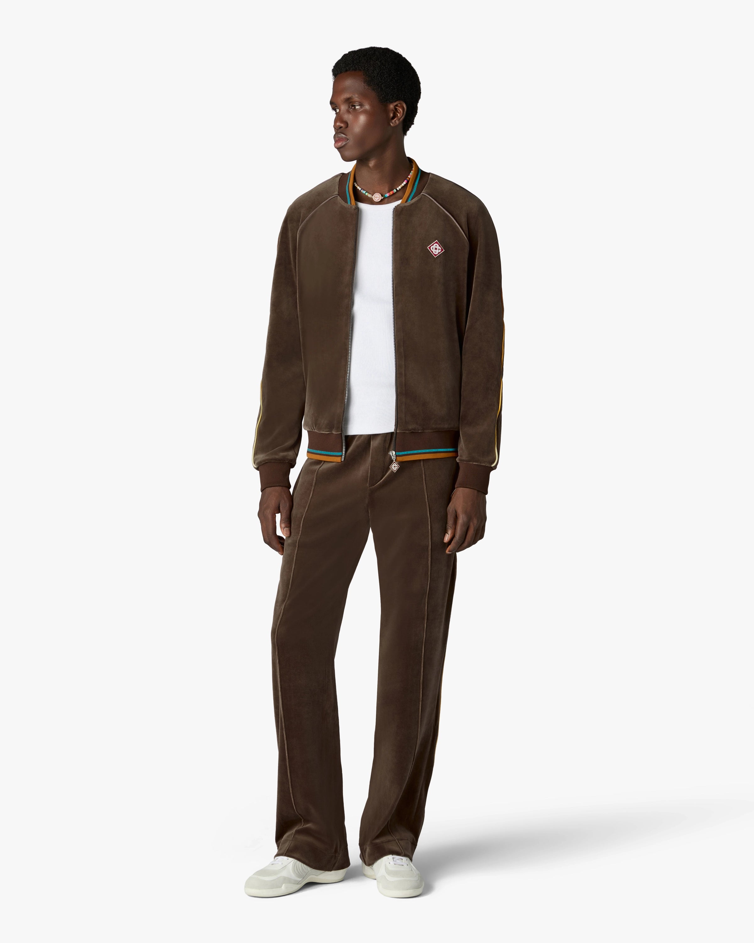 Dark Brown Velour Track Jacket