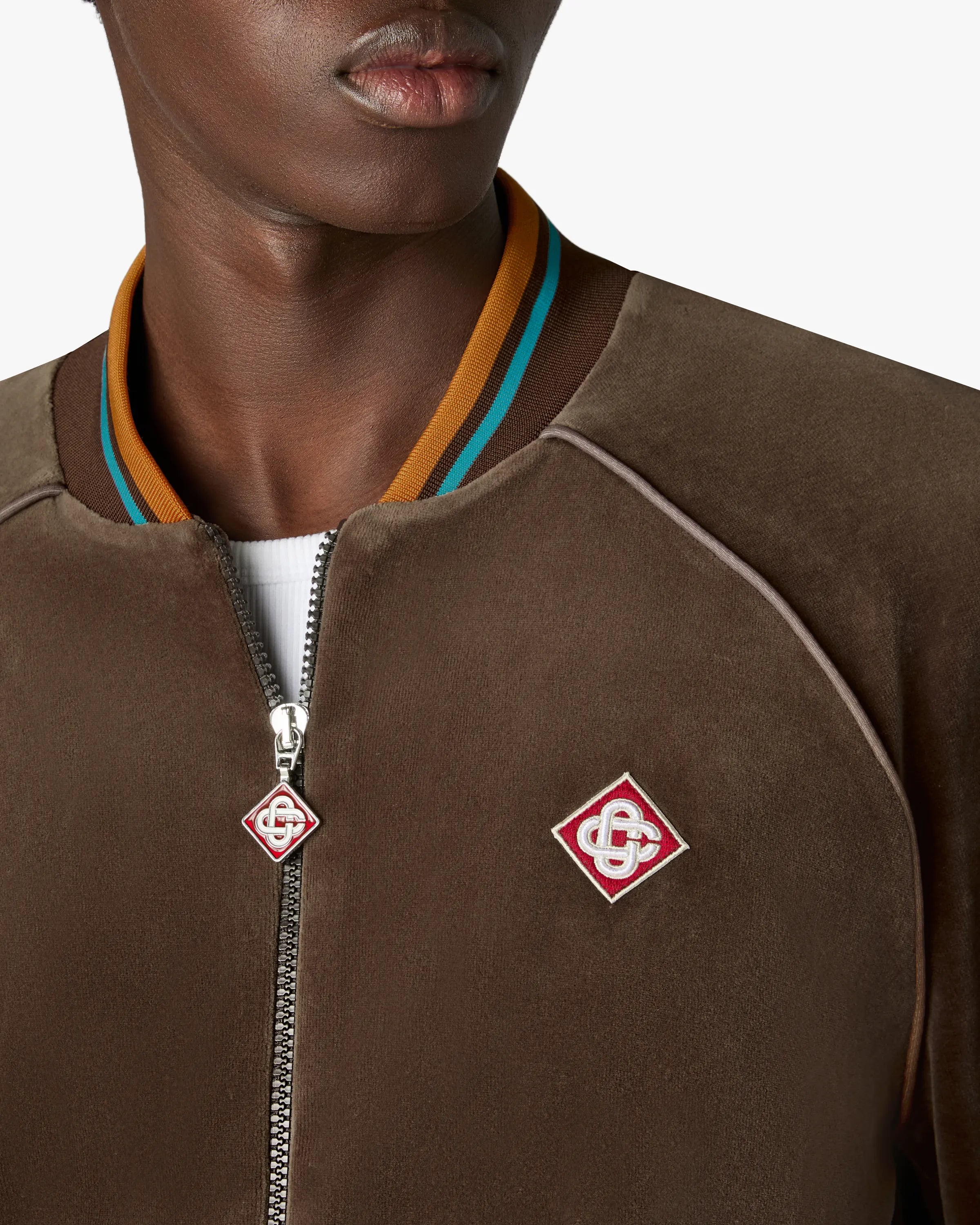 Dark Brown Velour Track Jacket