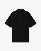Black Applique Monogram Short Sleeve Polo Shirt