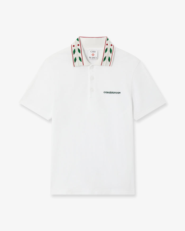 White Laurel Pique Short Sleeve Polo Shirt