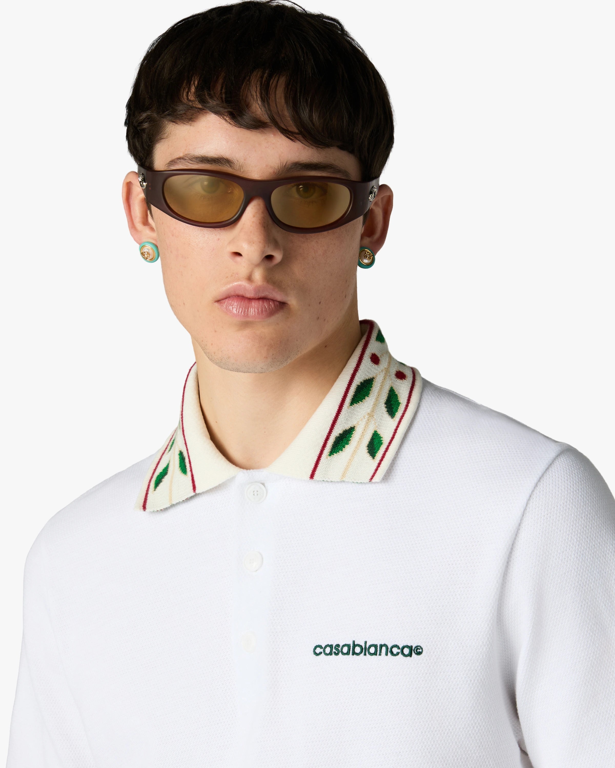 White Laurel Pique Short Sleeve Polo Shirt