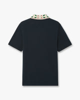 Navy Laurel Pique Short Sleeve Polo Shirt