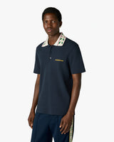 Navy Laurel Pique Short Sleeve Polo Shirt