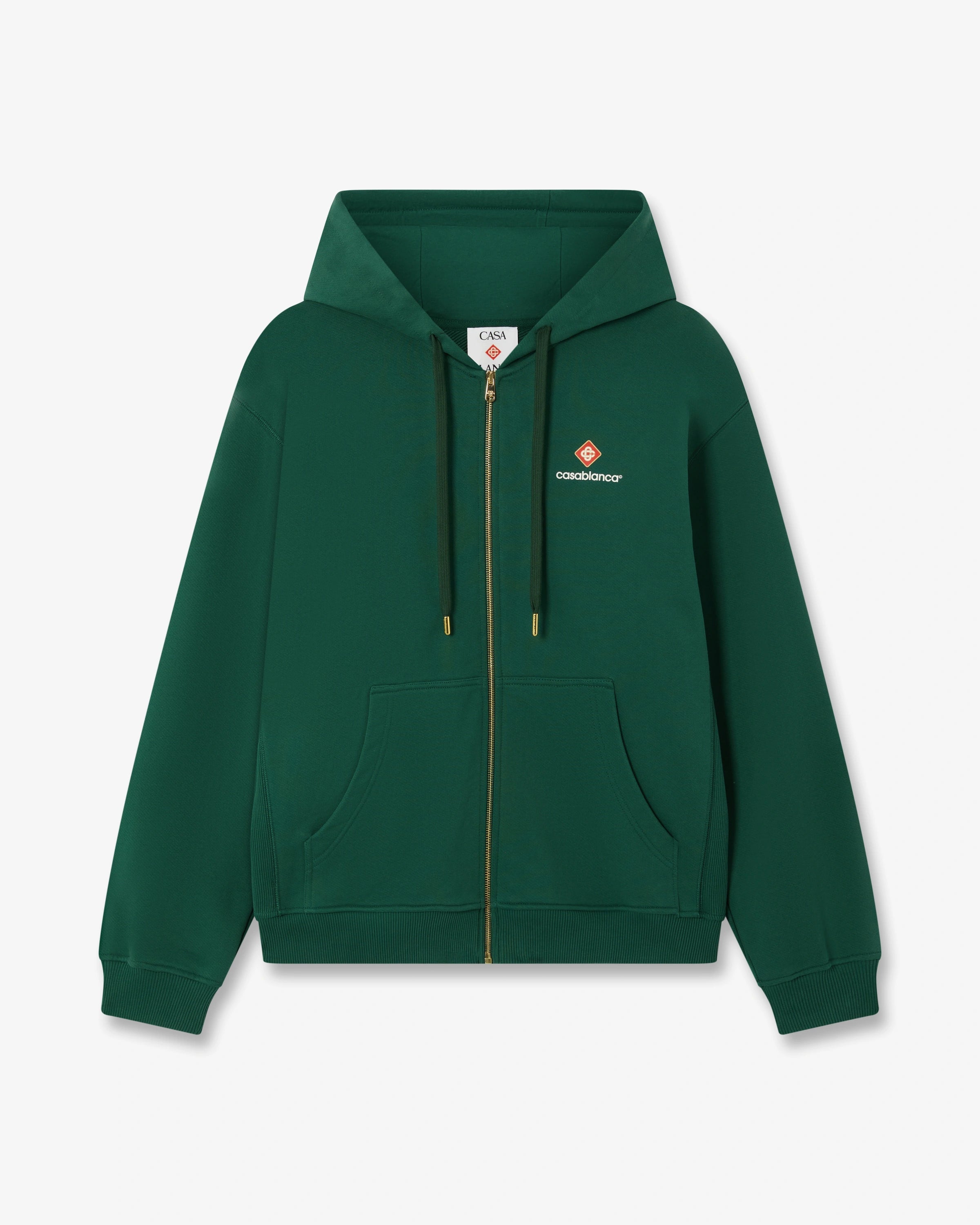 Green Sport Type Zip-Up Hooded Sweatshirt