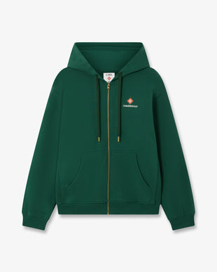 Green Sport Type Zip-Up Hooded Sweatshirt