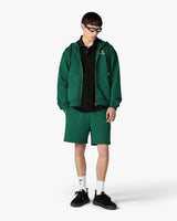 Green Sport Type Zip-Up Hooded Sweatshirt