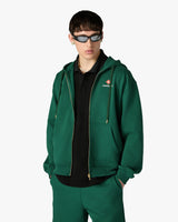 Green Sport Type Zip-Up Hooded Sweatshirt