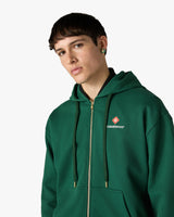Green Sport Type Zip-Up Hooded Sweatshirt