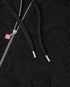 Black Applique Monogram Zip-Up Hooded Sweatshirt