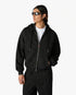 Black Applique Monogram Zip-Up Hooded Sweatshirt