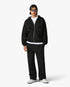 Black Applique Monogram Zip-Up Hooded Sweatshirt